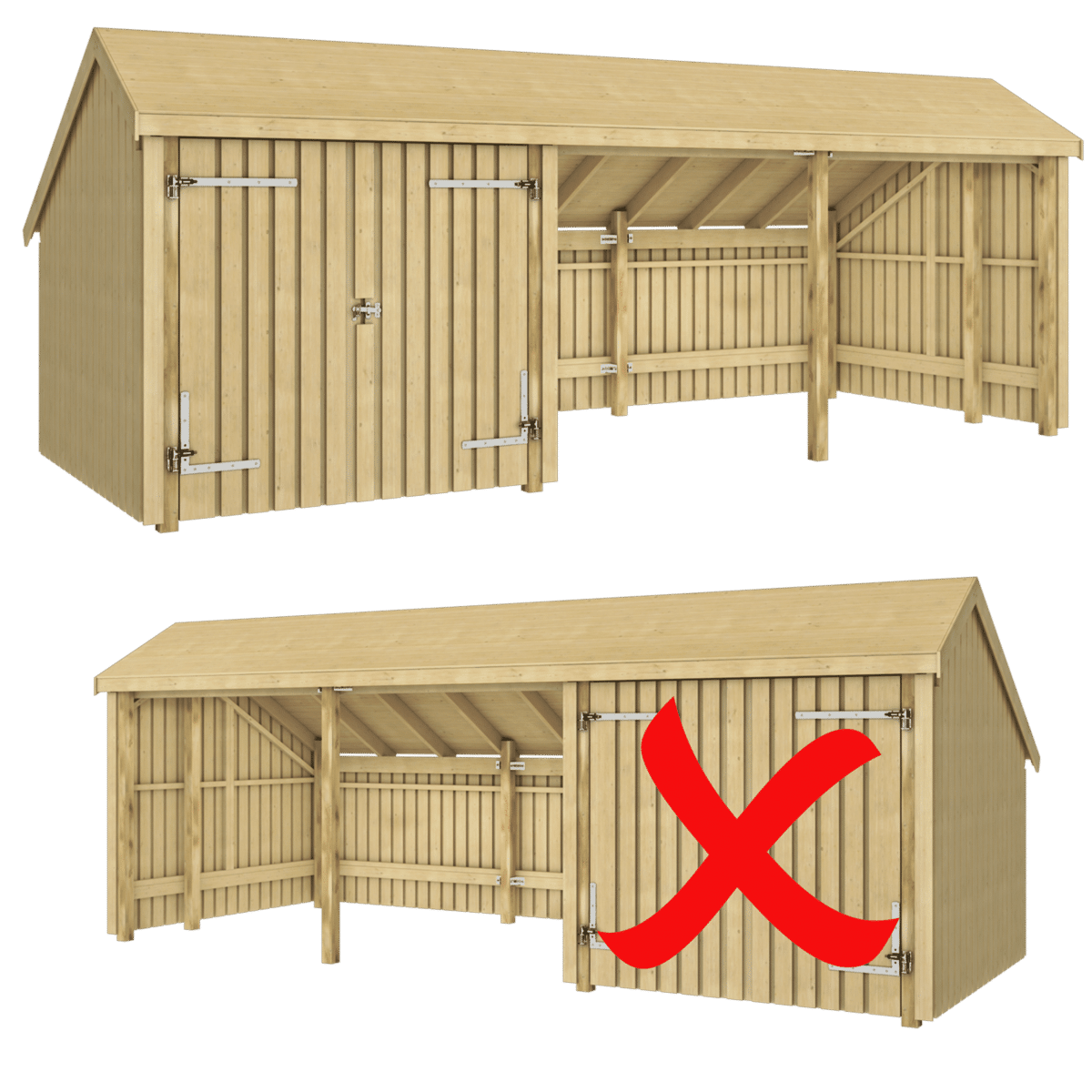 Multi Havehus 15,5 m² 3 moduler m/dobbeltdør inkl. tagpap/alulister/H-stolpefødder - Image 3