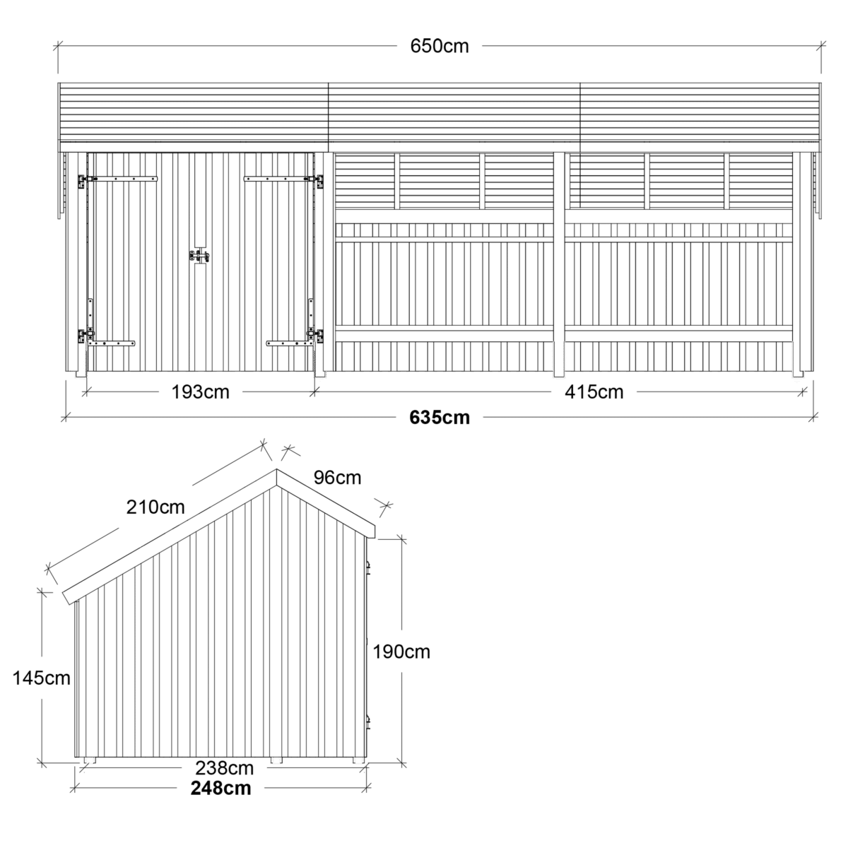 Multi Havehus 15,5 m² 3 moduler m/dobbeltdør inkl. tagpap/alulister/H-stolpefødder - Image 4