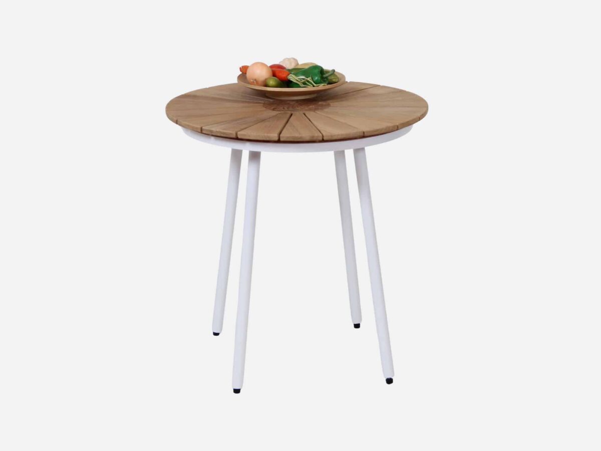 Cafebord Teak/Hvid Alu Eva 70 cm