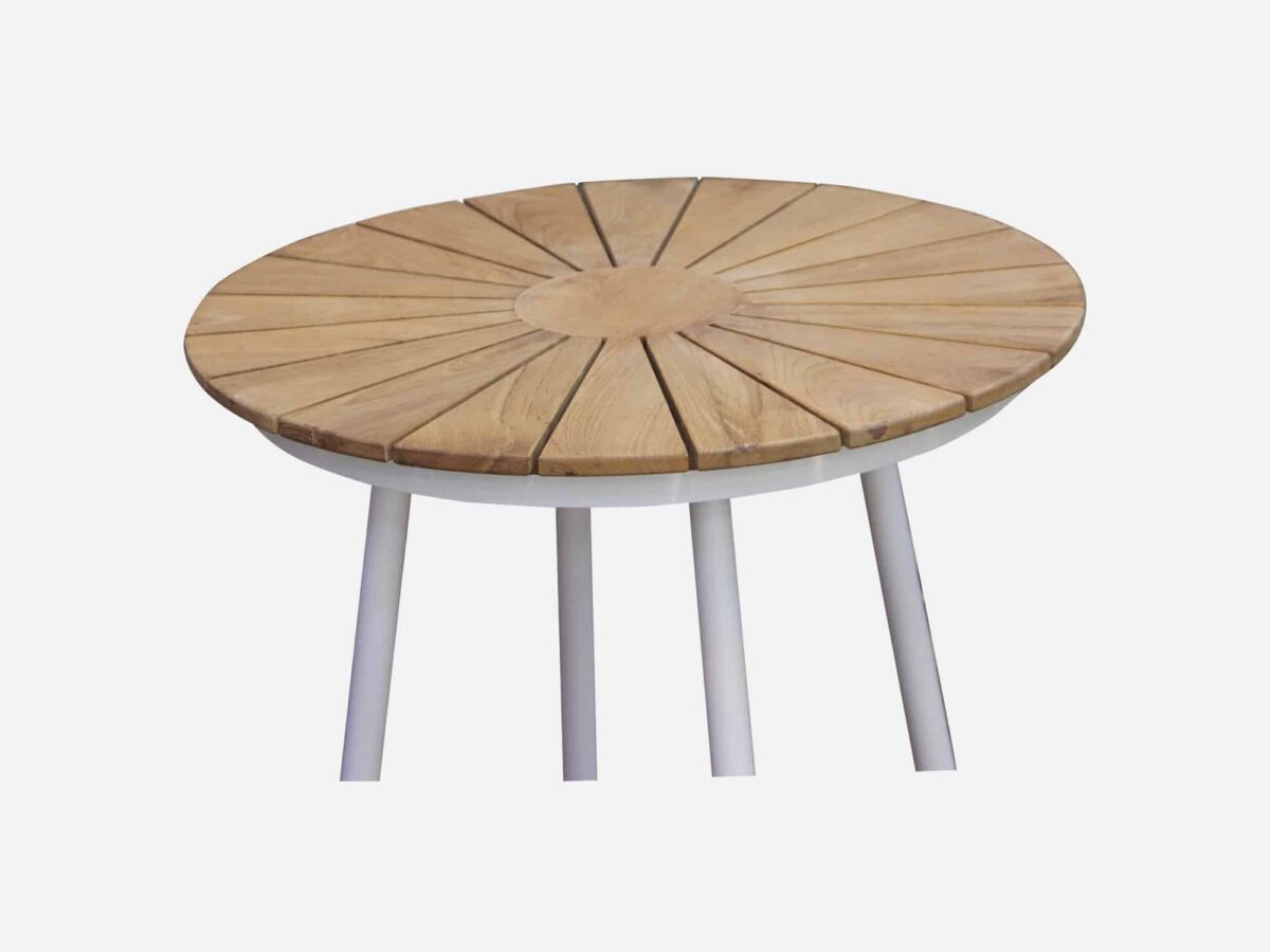 Cafebord Teak/Hvid Alu Eva 70 cm - Image 2