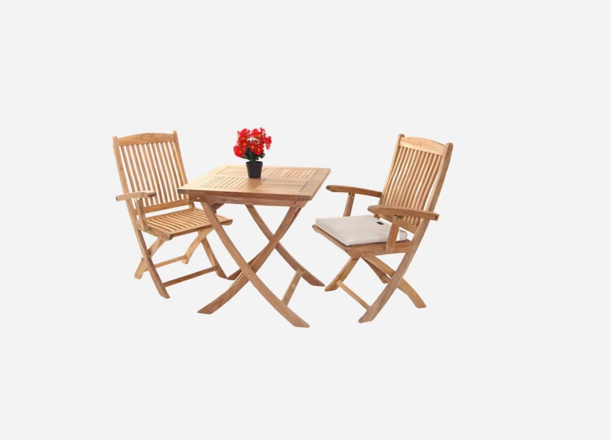 Cafesæt Luksus Teak Hereford 70x70 cm Cafesæt Luksus Teak Hereford 70x70 cm