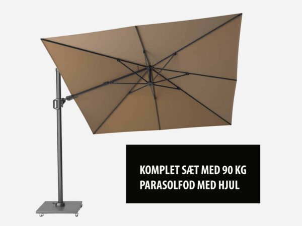 Hængeparasol Challenger med fod Taupe - 350x260 cm