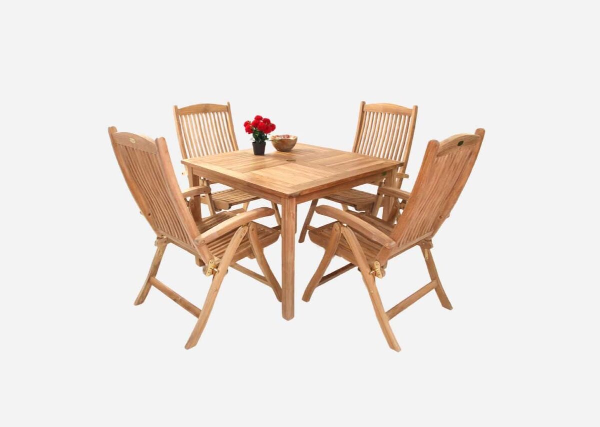 Havemøbelsæt Luksus Teak 100×100 cm Hereford Pos