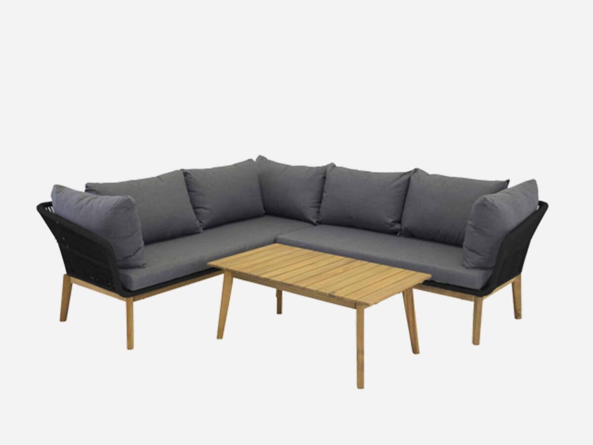 Hjørne lounge sofa sæt Chansia Akacie Sort