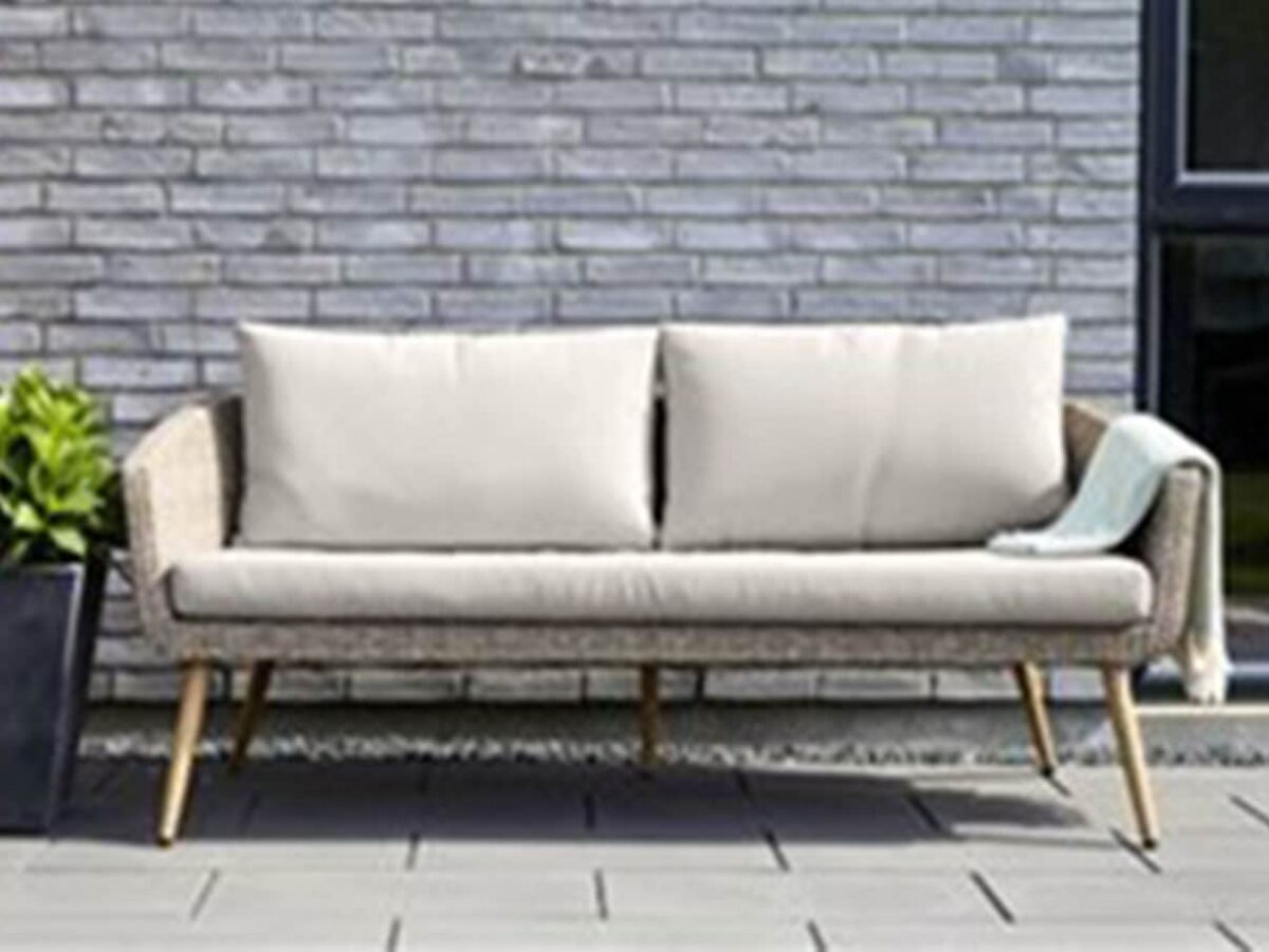 Sofa Polyrattan 3 Pers. Liseleje Natur/Offwhite