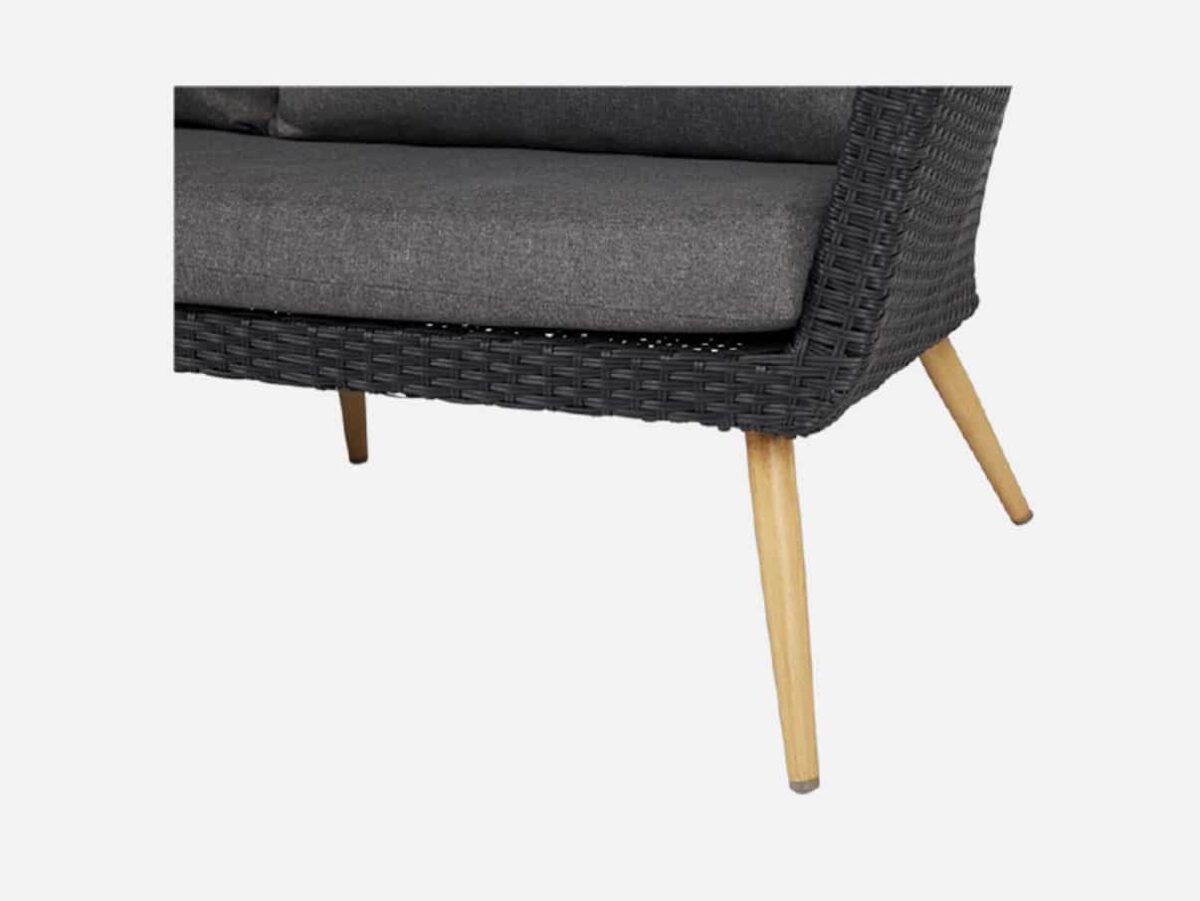 Sofa Polyrattan 3 Pers. Liseleje Sort/Grå