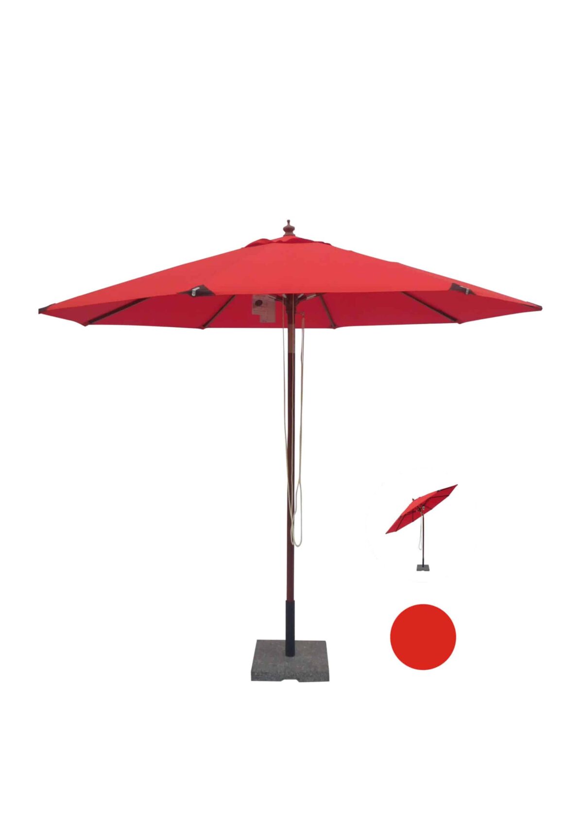 Parasol med vip. Rød Cebu - 300 cm Ø. - Image 2