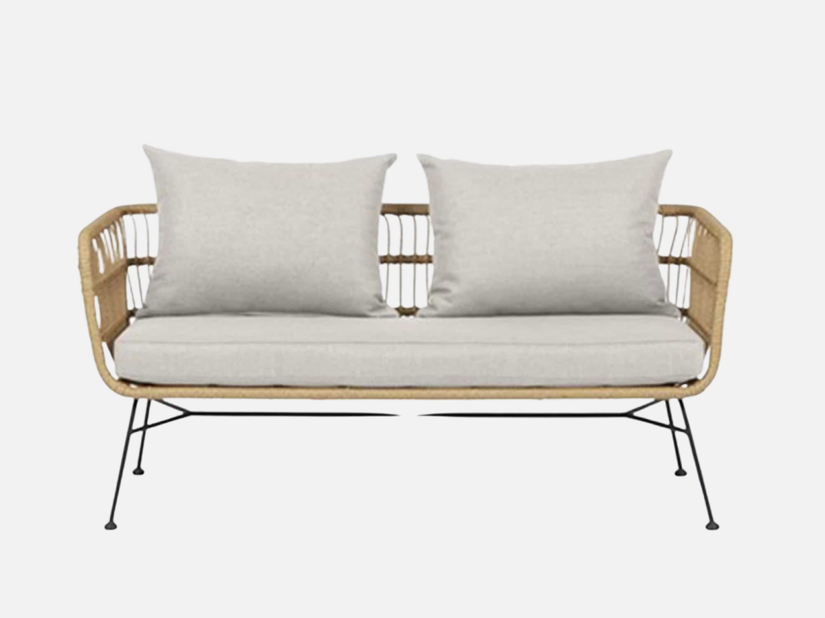 Loungesofa Polyrattan Natur med hynder  Arresø