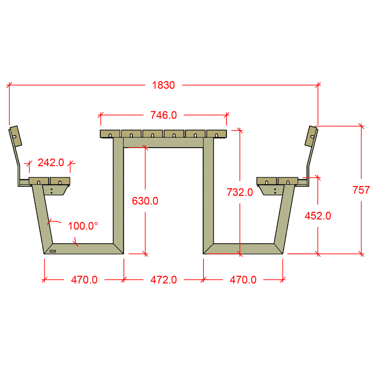 Wega Bord/Bænkesæt m/2 ryglæn - Image 3