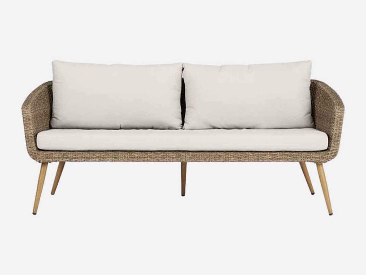 Sofa Polyrattan 3 Pers. Liseleje Natur/Offwhite