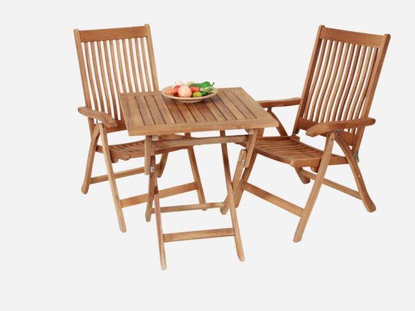 Cafesæt Luksus Teak 70x70 cm Hereford Pos