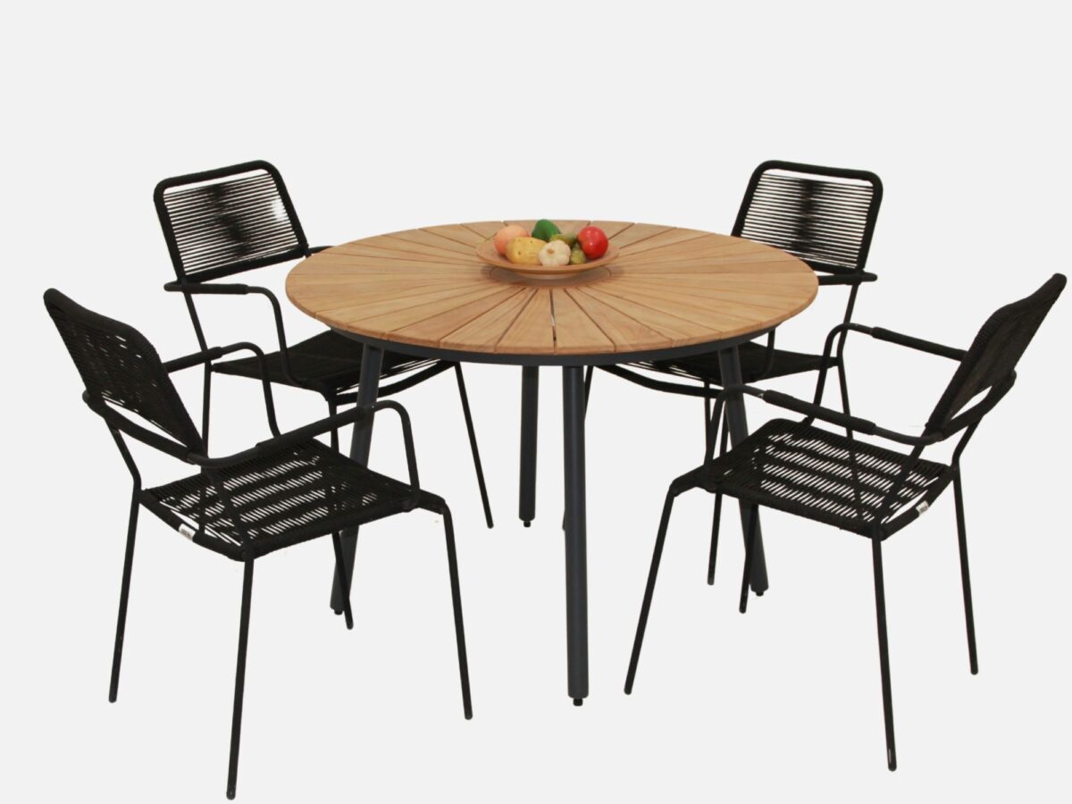 Havemøbelsæt 110 cm Eva/Lindos Sort