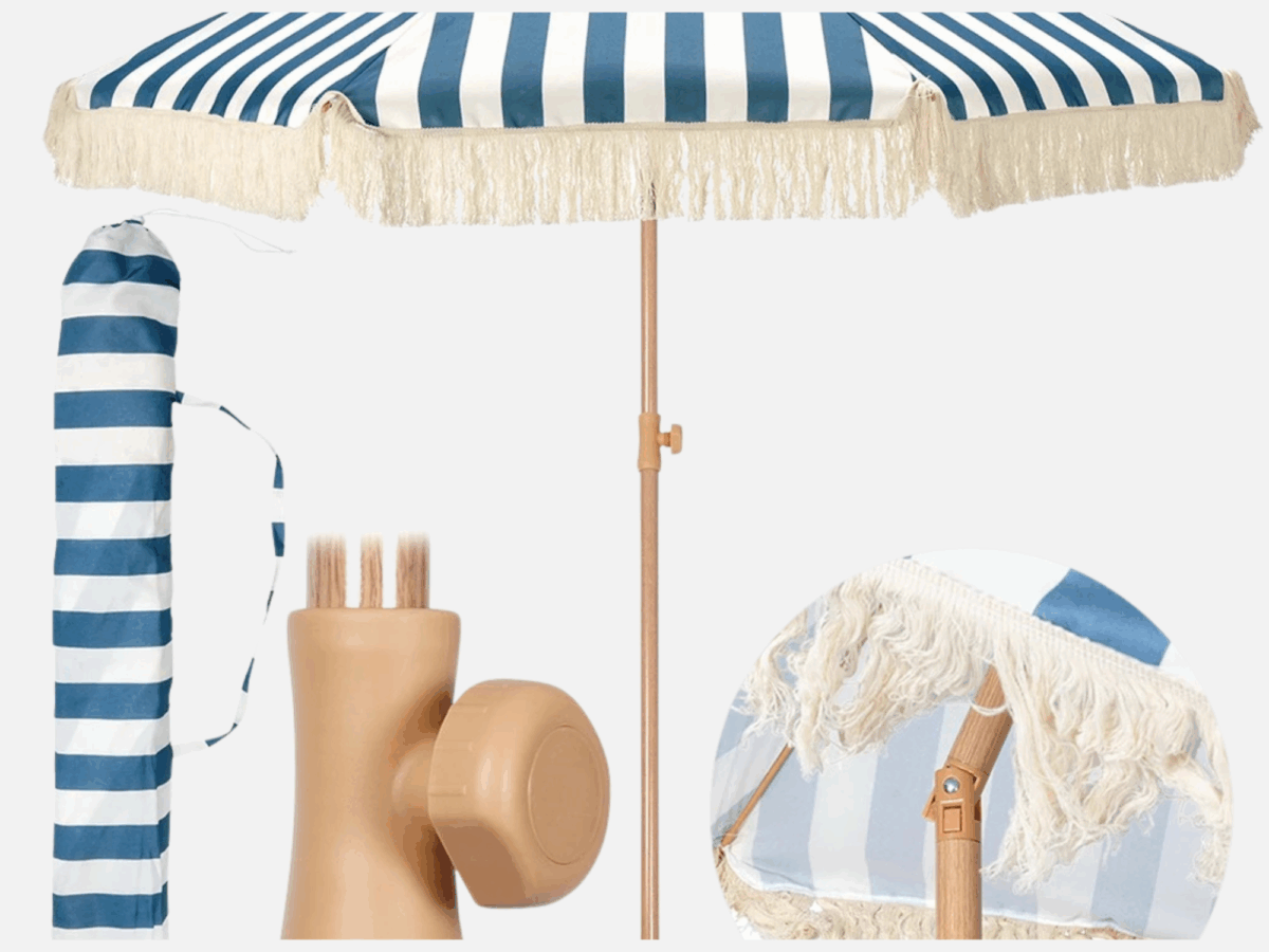 Parasol 180 Cm Blå/hvid